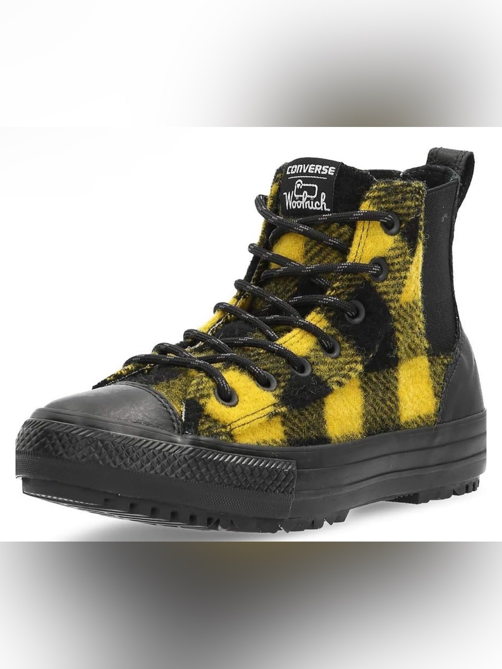 Converse Yellow and Black Buffalo Plaid High-Top Sneaker